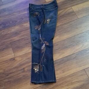 Coldwater Creek Dark Blue Embroidered and sequined Jeans.